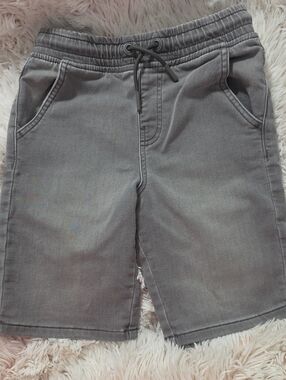 Denim&Co Gray Kids Pull-On Shorts with Drawstring